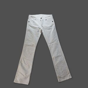 Women’s United Colors of Benetton Ivory Corduroy Jeans Floral Stitching Waist 30